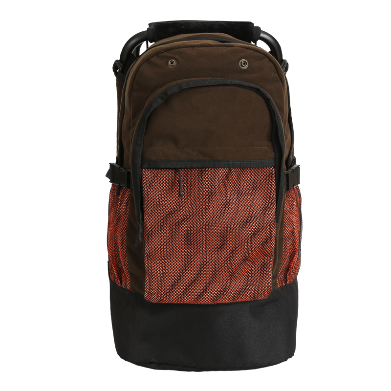 S24CAB017-1 BROWN CHAIR BACKPACK WITH ORANGE MESH
